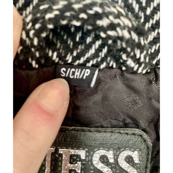 VTG 90s GUESS LA 1981 Wool Blend Double-Breasted Lined Tweed Peacoat WMNS SZ SM - Picture 7 of 16